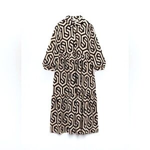 Zara black & ecru print midi dress
